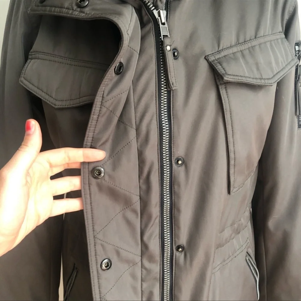 S-13 Women’s Olive Green Parka Coat with Faux Fur Trim